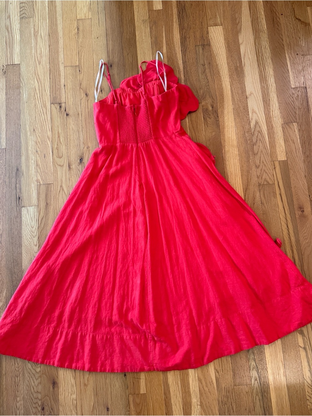 FARM Rio Red Floral-Appliqué Linen Dress Maxi Small - Picture 3 of 16